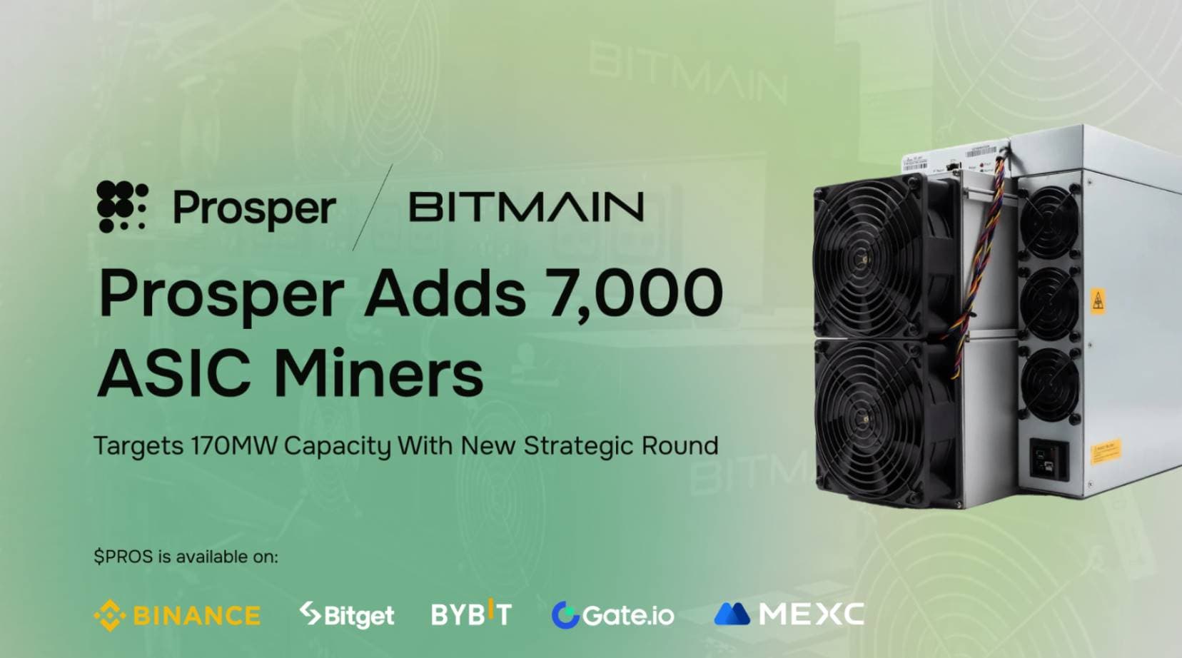 Prosper 收购 BITMAIN 7,000 台 ASIC 矿机并获得战略融资，推动比特币挖矿的民主化