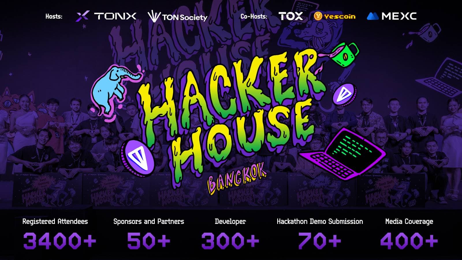 TON Hacker House 曼谷站圆满落幕,TONX 携手 300 位全球开发者缔造创新70项目